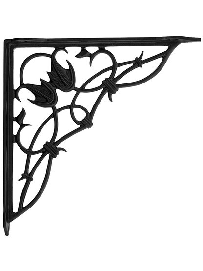 Bleeding Heart Cast Iron Shelf Bracket In Matte Black.